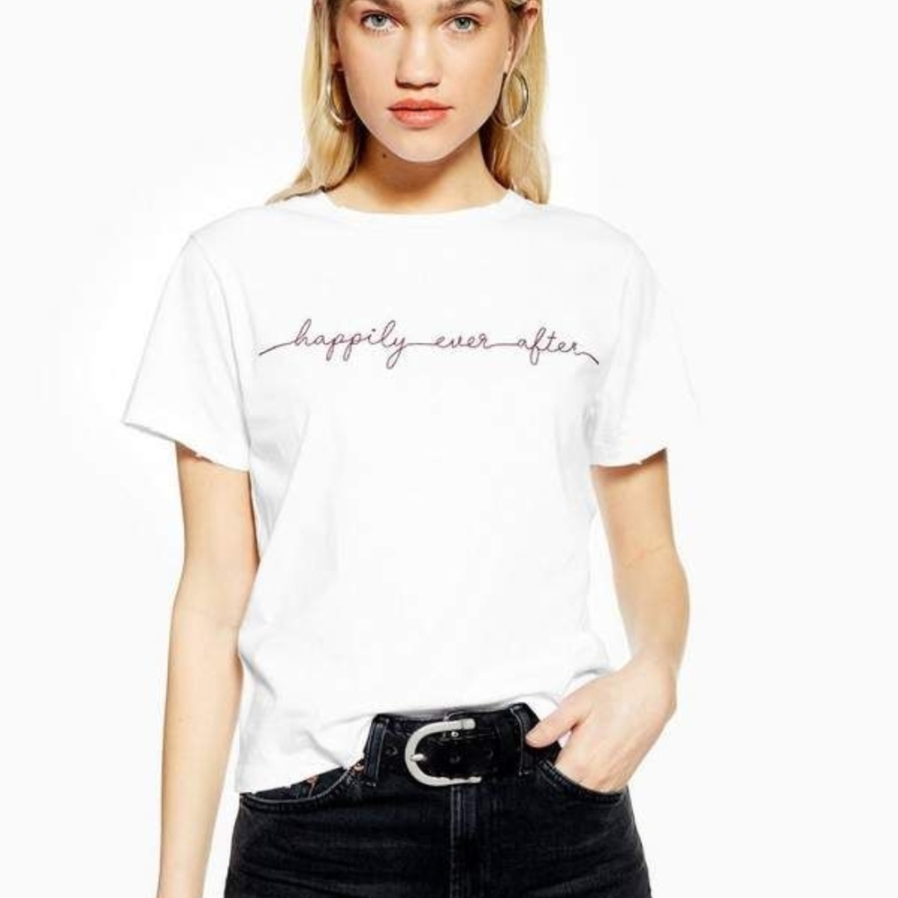 White 'Happily Ever After' T-Shirt By Topshop
